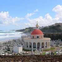 Cemetery by the ocean landscape in San Juan, Puerto Rico