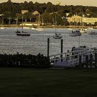 Ships on the water in Bristol in Rhode Island