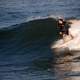 Surfer on a big wave in Rhode Island