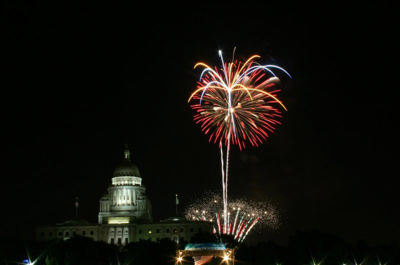 Fireworks shooting into the air in Providence, Rhode Island image