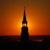 Sunset behind tower at Charleston, South Carolina