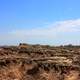 Badlands under blue sky at Badlands National Park, South Dakota