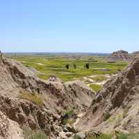 Looking between the Hills at Badlands National Park, South Dakota