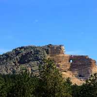 Crazyhorse monument for far off in the Black Hills, South Dakota