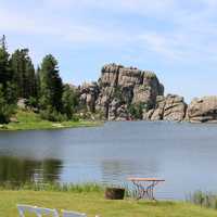 Lake Sylvan with a hill at the other end in Custer State Park, South Dakota
