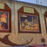 Art designs on the corn palace in Mitchell, South Dakota