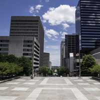 Cityscape with tall skyscrapers in Nashville, Tennessee