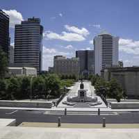 Cityscape with towers and buildings from the Capital in Nashville