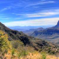 Blue skies over the mountain range at Big Bend National Park, Texas