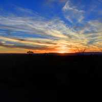 Dark sunset over the desert at Big Bend National Park, Texas