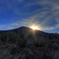 Fading sun behind the hills at Big Bend National Park, Texas