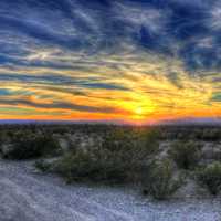 Grand sunset over the desert at Big Bend National Park, Texas