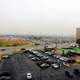 Large parking lot on foggy day in Dallas, Texas