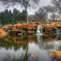 Waterfalls and pond scenery in Dallas, Texas