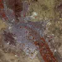 False-color satellite image of El Paso, Texas