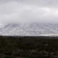 Snow on Franklin Mountains landscape near El Paso, Texas
