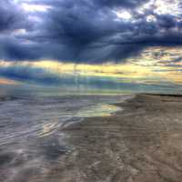 Light through the clouds at Galveston Island State Park, Texas