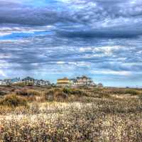 Looking at the town at Galveston Island State Park, Texas