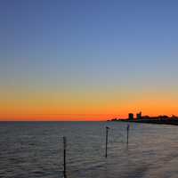 Town of Galveston in the Distance at Galveston Island State Park, Texas