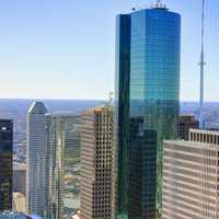 Closer view of skyscrapers in Houston, Texas