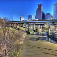 Skyline above the bridge in Houston, Texas