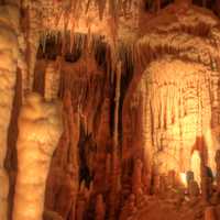 Stalactites from ceiling in Natural Bridge Caverns, Texas