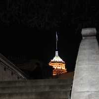 Building behind bridge in San Antonio, Texas