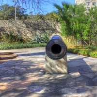 Looking inside the cannon in San Antonio, Texas