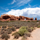 Clouds appearing over twin arches