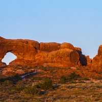Panoramic of Arches National Park with Supermoon