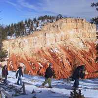 Snowshoe trails in the winter at Bryce Canyon National Park, Utah