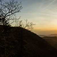 Scenic landscape photo of the Blue Ridge Mountains at Dusk