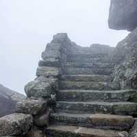 Steps at the top in the fog on the Peaks of Otter