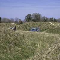 Back View of two cannons from the American Trenches in Yorktown, Virginia