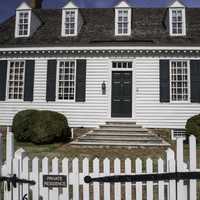 Colonial House with white fence in Yorktown, Virginia