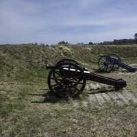 Siege Cannons in the American Trenches at Yorktown, Virginia