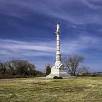 Victory Monument under blue skies in Yorktown, Virginia