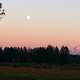 Dusk landscape view with moon of Mount Rainier National Park, Washington