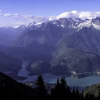 Ross lake below the mountain in Northern Cascades National Park, Washington