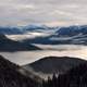 Landscape with clouds and mountaintops in Olympic National Park, Washington