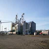 Grain storage and rail line in Ferndale, Washington