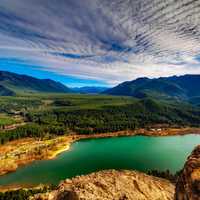 Landscape, lake, sky, and clouds in Washington