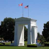 Peace Arch Monument on the US Canada Border in Blaine, Washington