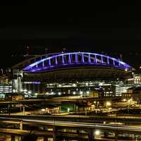Century link field lighted up in Seattle, Washington
