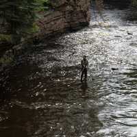 Fishing at the falls at Amnicon Falls State Park, Wisconsin