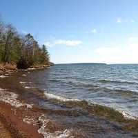 Waves Washing ashore on lake superior at Apostle Islands National Lakeshore, Wisconsin