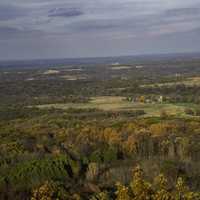 Landscapes in Autumn of Farms and trees under the sky