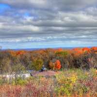 Scenic Autumn treeline landscape in Blue Mound State Park, Wisconsin