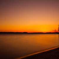 Dusk after sunset on the water and seascape at Buckhorn State Park, Wisconsin