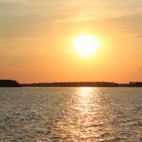 Large sunset over Castle Rock Lake at Buckhorn State Park, Wisconsin